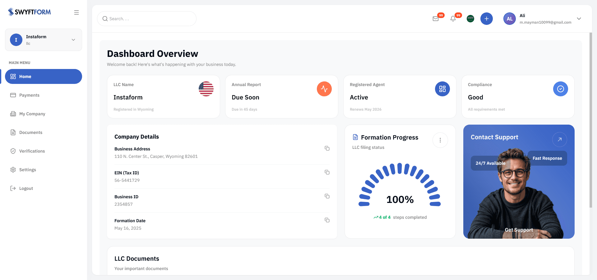 SwyftForm Dashboard